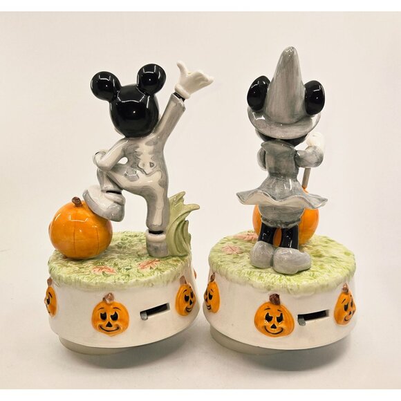 Mickey & Minnie Mouse Halloween Rotating Music Boxes With Jack-O-Lanterns & Spoo - Picture 5 of 10